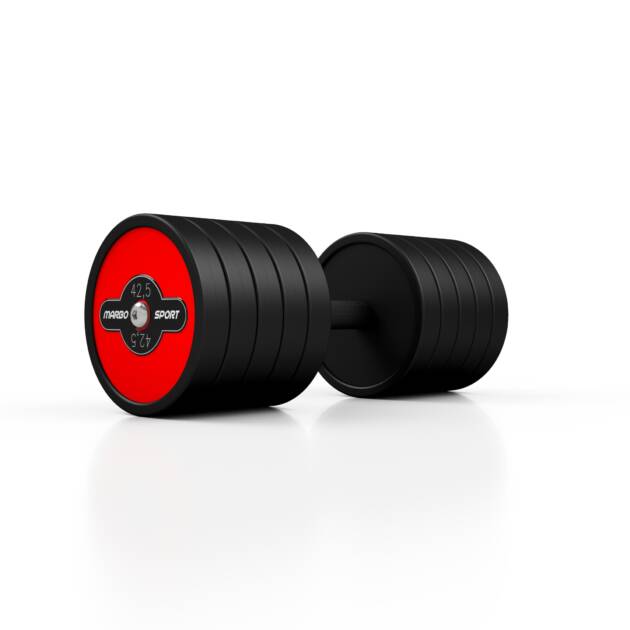 hantla stalowa gumowana 42,5 kg czerwony połysk - marbo sport