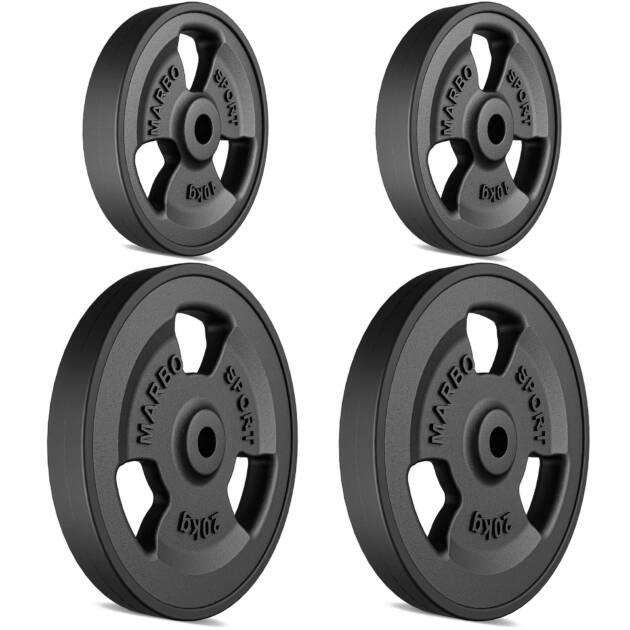 zestaw obciążeń gumowanych 60 kg / 2 x 20 kg + 2 x 10 kg - marbo sport