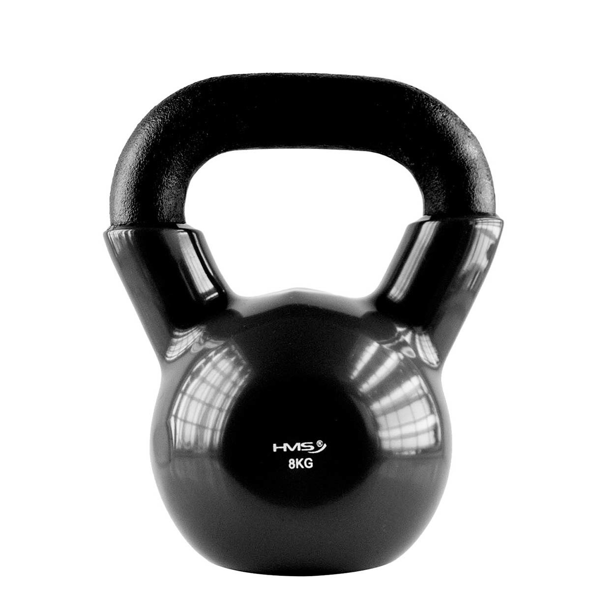 hantla winylowa żeliwna kettlebell czarna 8 kg - hms