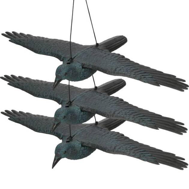 odstraszacz ptaków latający kruk 3 szt. czarny 83x45x10cm