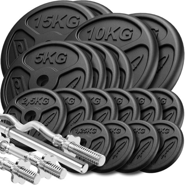 zestaw gryfów wzmocnionych i obciążeń slim 113 kg - marbo sport
