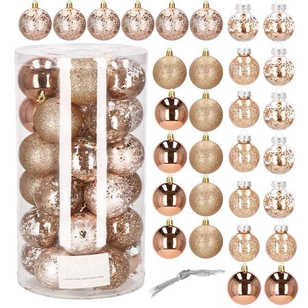 bombki choinkowe przeźroczyste 30 szt. rose gold 6cm zestaw choinkowy