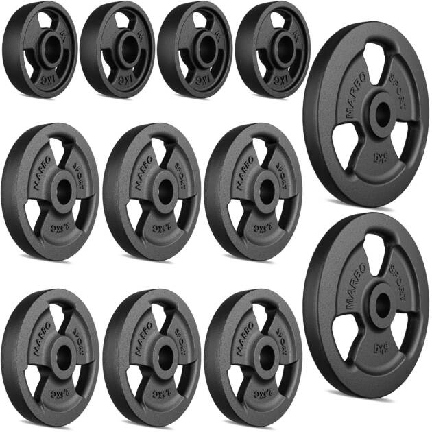 zestaw obciążeń żeliwnych kierownica 29 kg / 2 x 5 kg + 6 x 2,5 kg + 4 x 1 kg - marbo sport