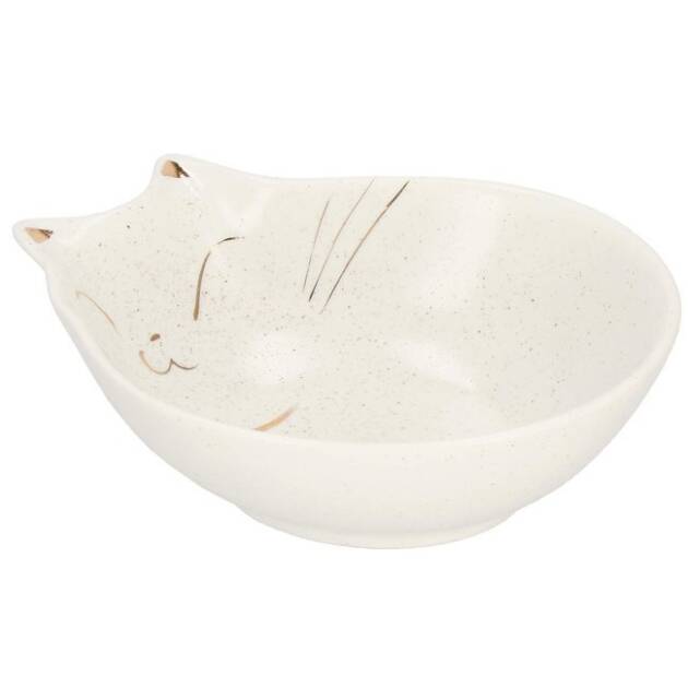 miska dla kota ceramiczna 15cm beżowa, złota