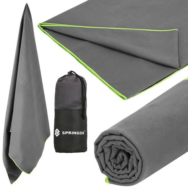 ręcznik plażowy szybkoschnący 180x90 cm z mikrofibry szaro-zielony