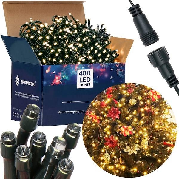 lampki choinkowe 400 led biały ciepły 24m oświetlenie świąteczne ip44