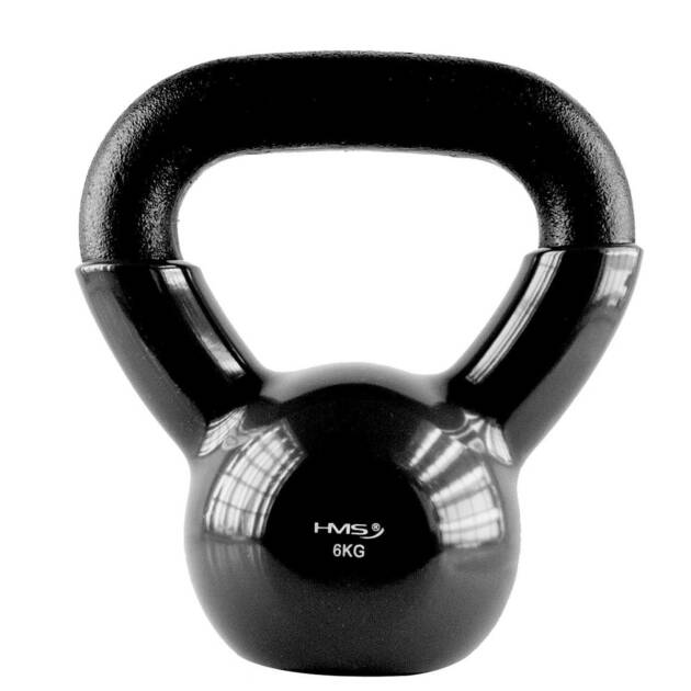 hantla winylowa żeliwna kettlebell czarna 6 kg - hms