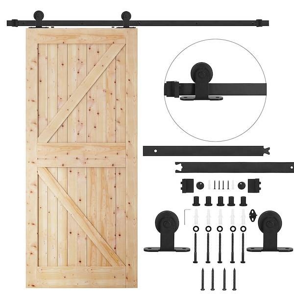 system do drzwi przesuwnych 183 cm prowadnica do 100 kg, barn door stal czarny kółka
