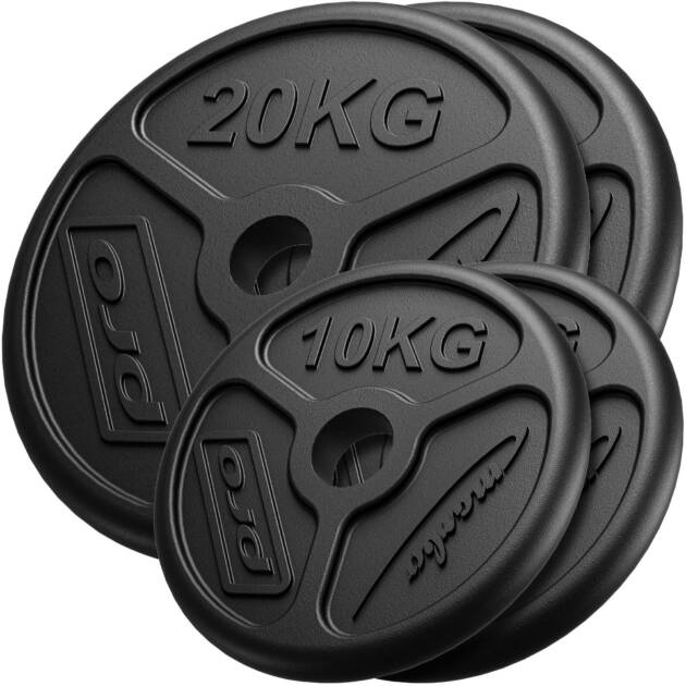 zestaw obciążeń żeliwnych olimpijskich 60 kg / 2 x 20 kg + 2 x 10 kg mw-2x20kg_2x10kg-oli - marbo sport