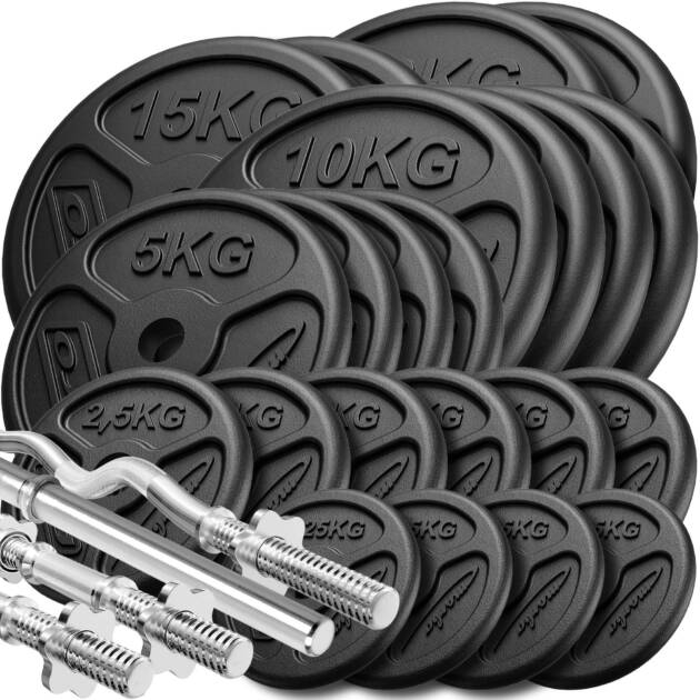 zestaw gryfów wzmocnionych i obciążeń slim 173 kg - marbo sport