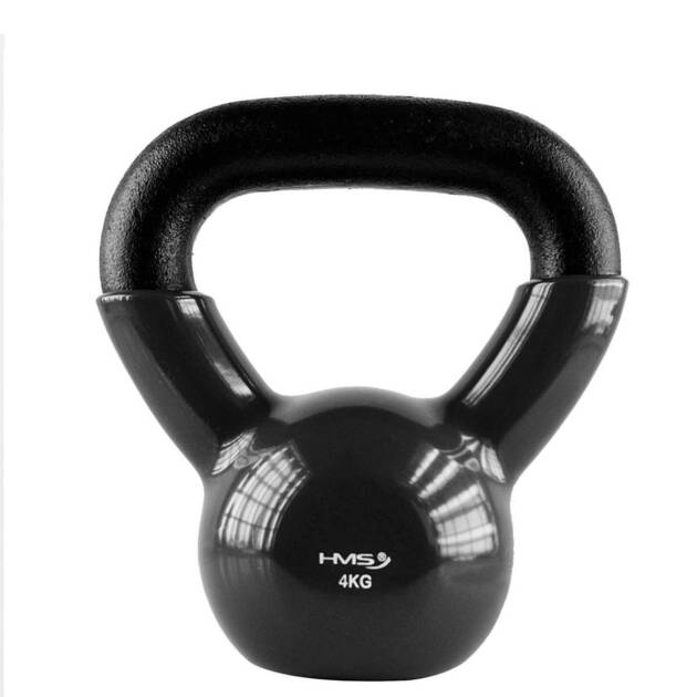 hantla winylowa żeliwna kettlebell czarna 4 kg - hms