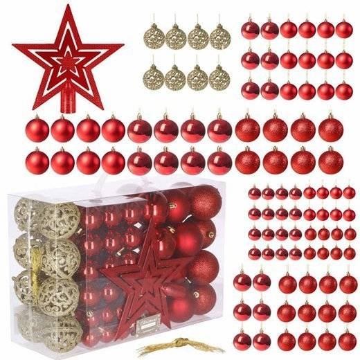bombki choinkowe 100 szt. ozdoby świąteczne zestaw 6/4/3 cm czerwone