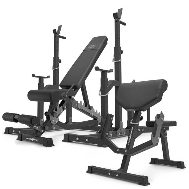 zestaw ms5_2.0 | ławka dwustronna + stojaki regulowane + ławka scotta (modlitewnik) z regulacją podparcia marbo sport