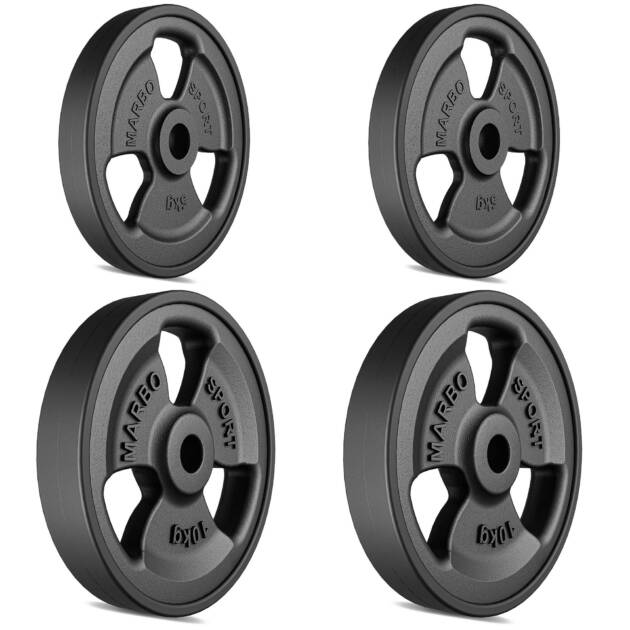 zestaw obciążeń gumowanych 30 kg / 2 x 10 kg + 2 x 5 kg - marbo sport