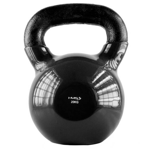 hantla winylowa żeliwna kettlebell czarna 20 kg - hms