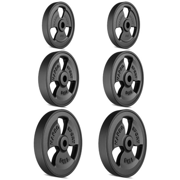 zestaw obciążeń gumowanych 60kg / 2 x 15 kg + 2 x 10 kg + 2 x 5 kg - marbo sport
