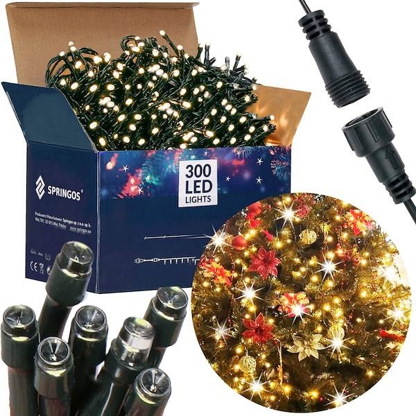 lampki choinkowe 300 led biały ciepły, flash biały zimny 24m oświetlenie świąteczne ip44