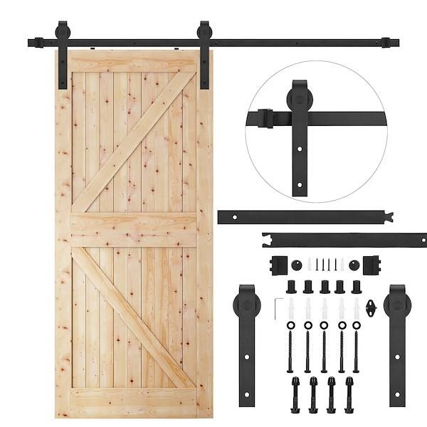 system do drzwi przesuwnych 183 cm prowadnica z ozdobnymi okuciami do 100 kg, barn door stal czarny