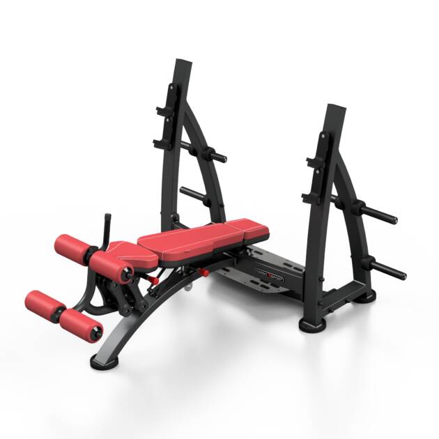 ławka skos ujemny ze stojakami mf-l008 - marbo sport