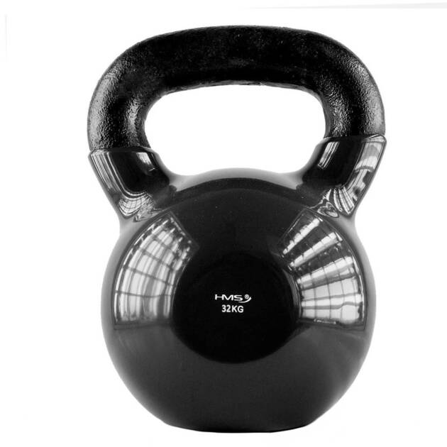 hantla winylowa żeliwna kettlebell czarna 32 kg - hms