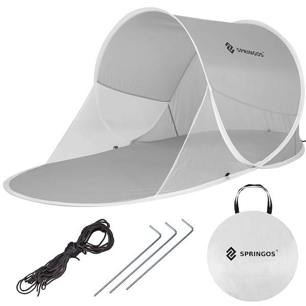 namiot plażowy 100x190x90 cm samorozkładający pop-up biało-szary